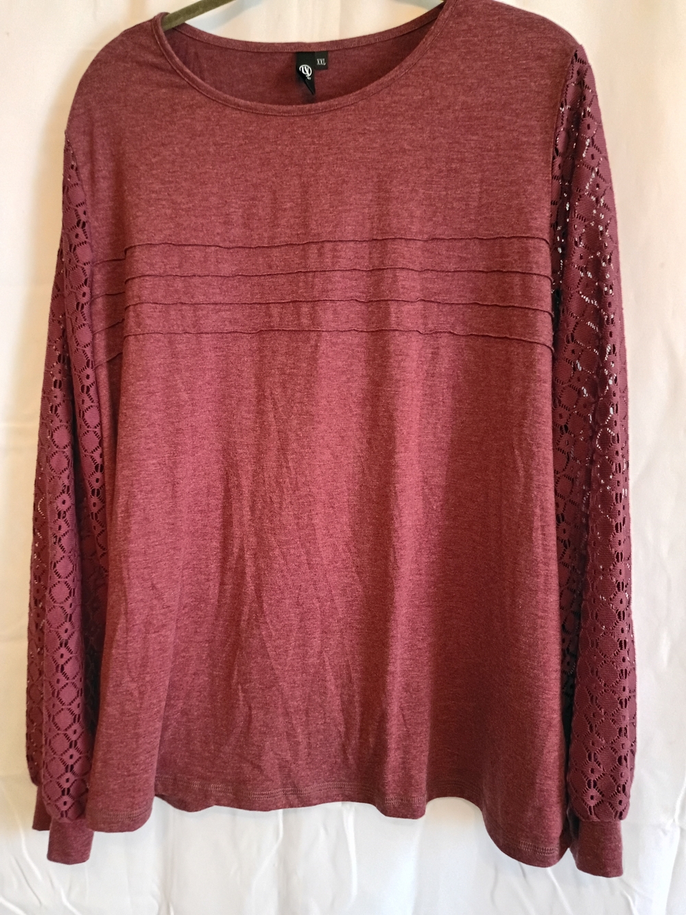 Automet Long-Sleeve Maroon Lace-Sleeve Size Xxl